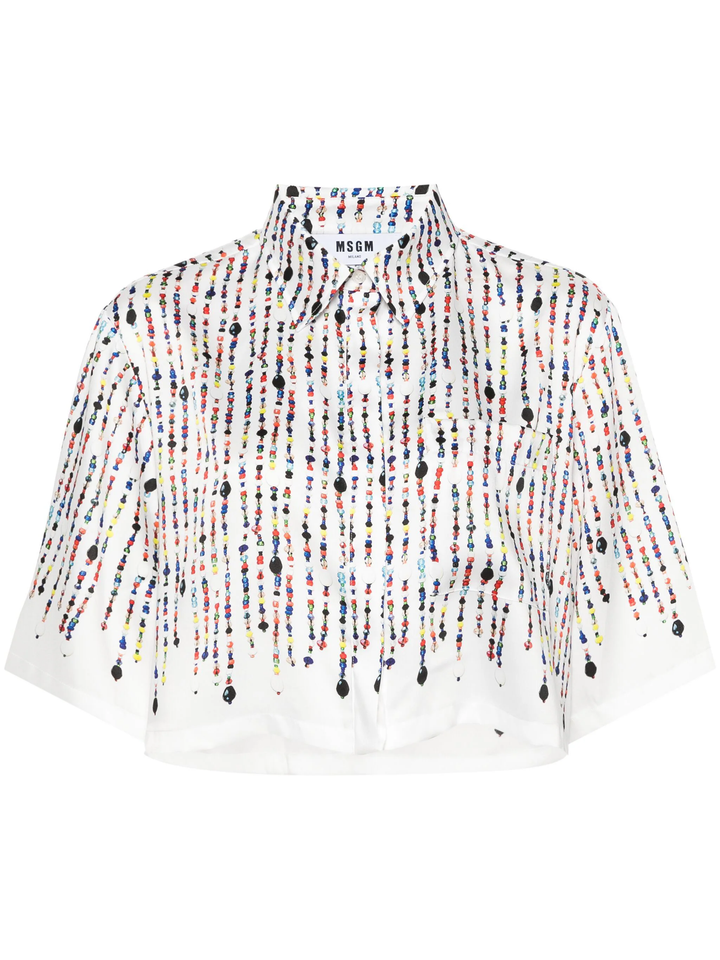 Colourful Beads Print Cropped Shirt