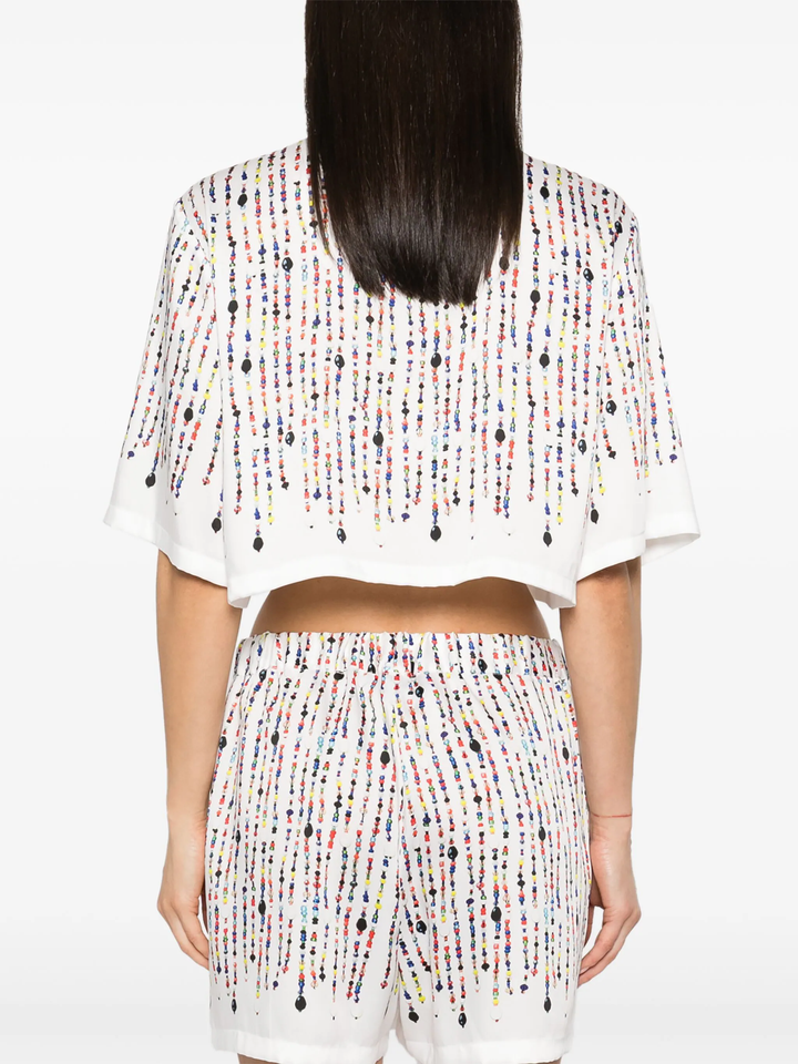 Colourful Beads Print Cropped Shirt