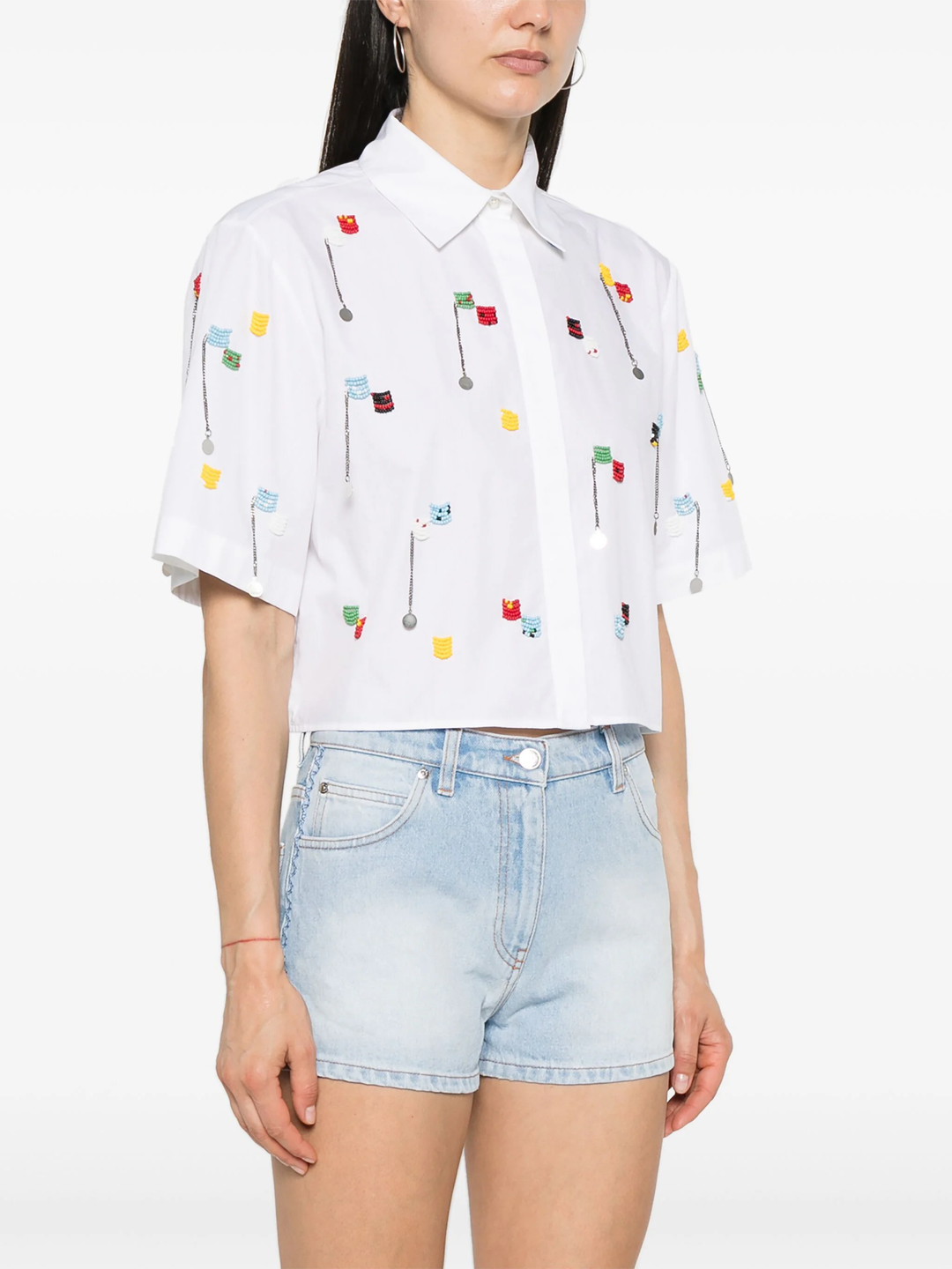 Beaded Detail Cropped Shirt