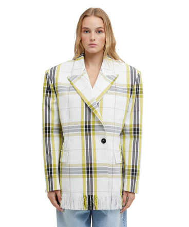 White Yellow Checkered Jacket