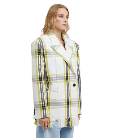 White Yellow Checkered Jacket