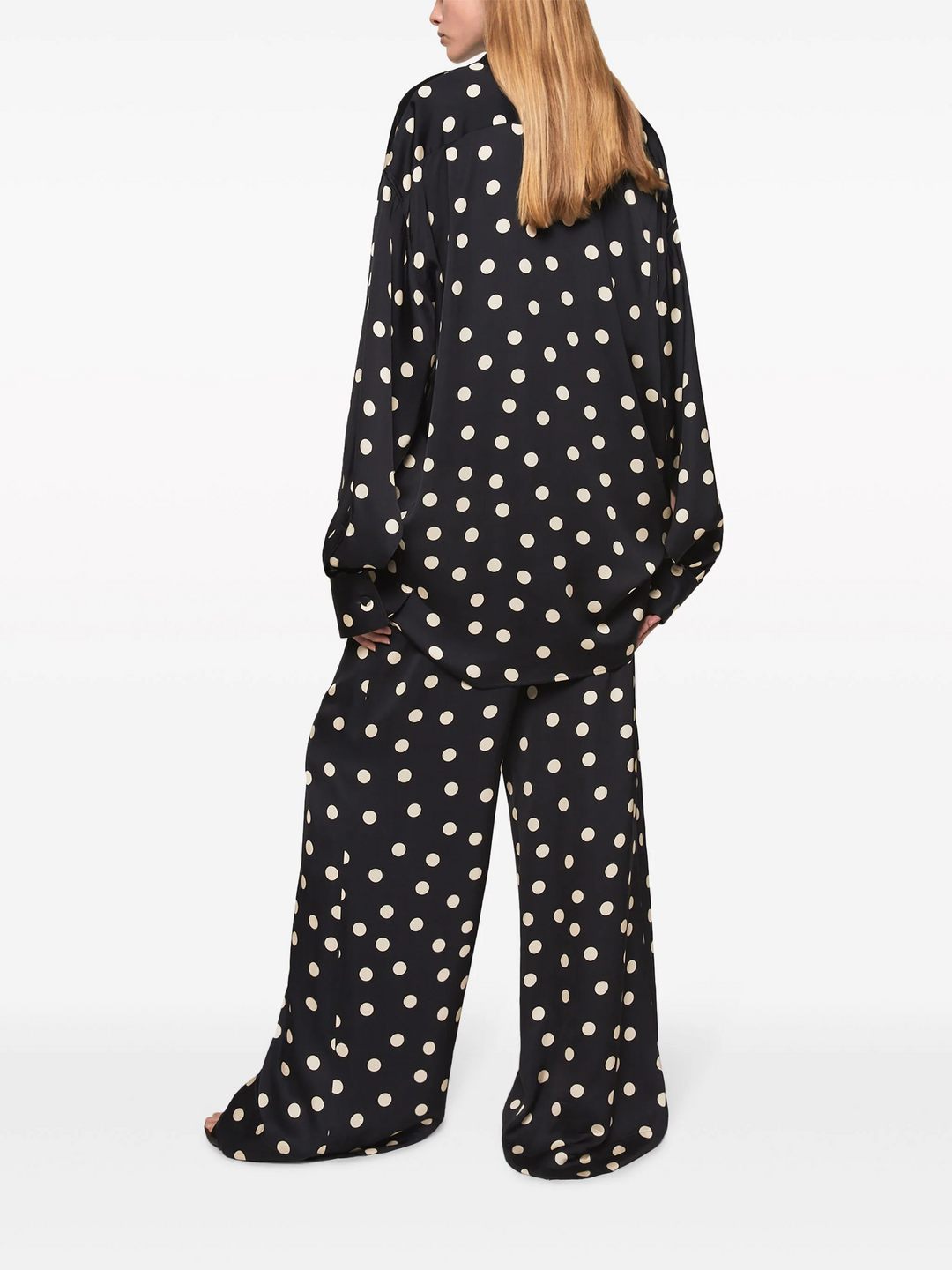 Polka Dots Print Plastron Shirt