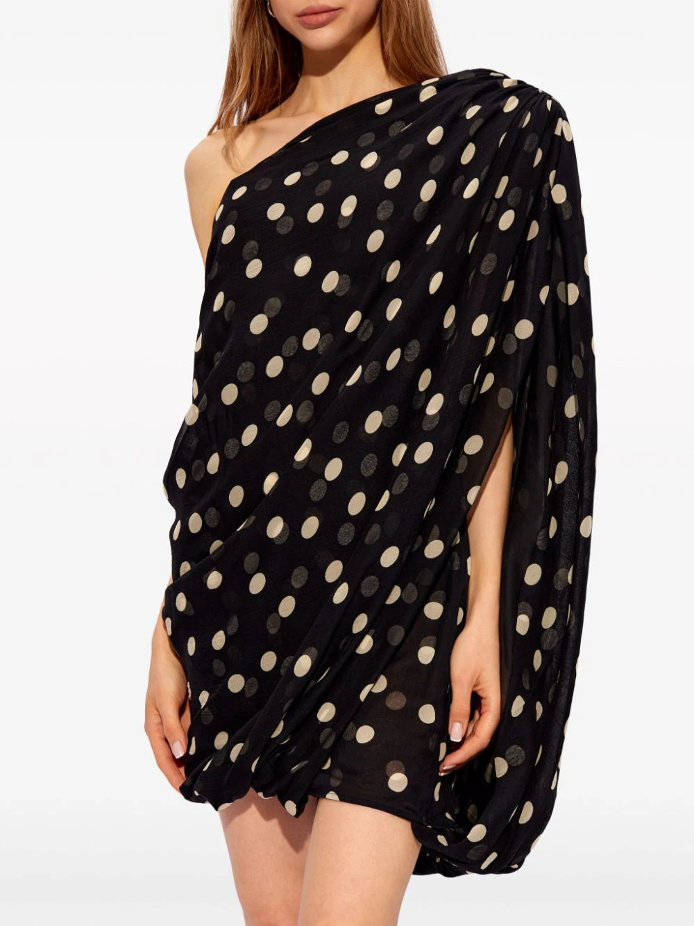 Polka Dots Print Half Shoulder Dress