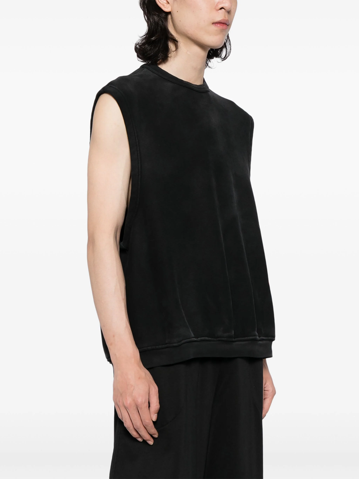 Crew Neck Vest With Pigment Wash