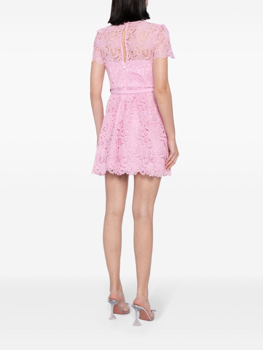 Pink Guipure Lace Mini Dress