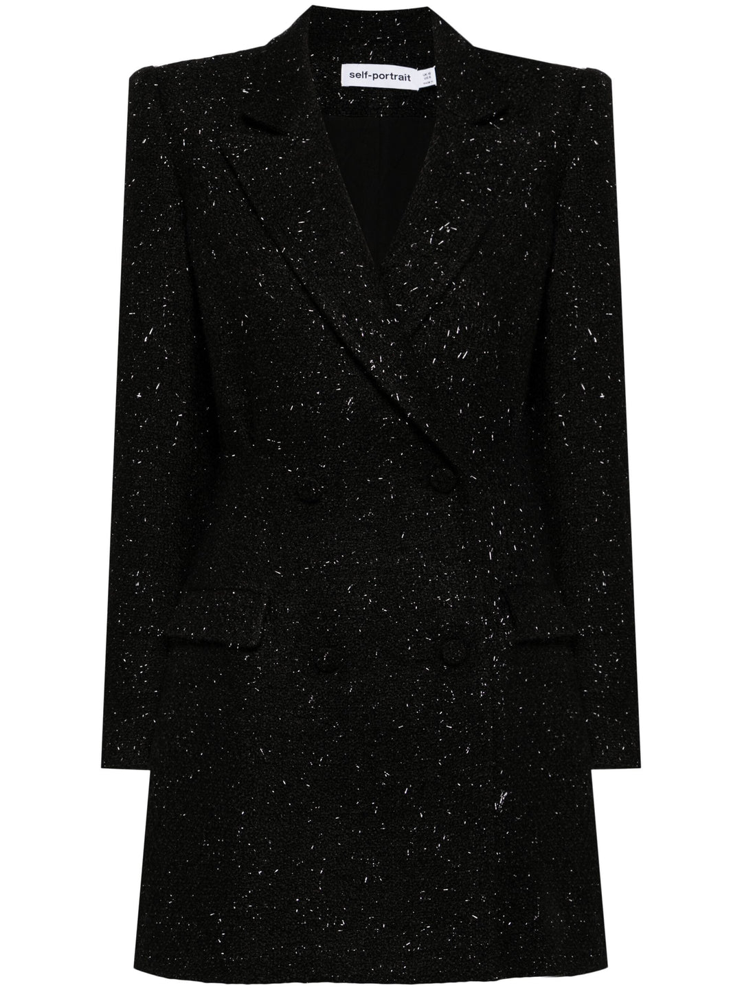 self portrait boucle tailored mini dress self-portrait Check Boucle Tailored Mini Dress in Black