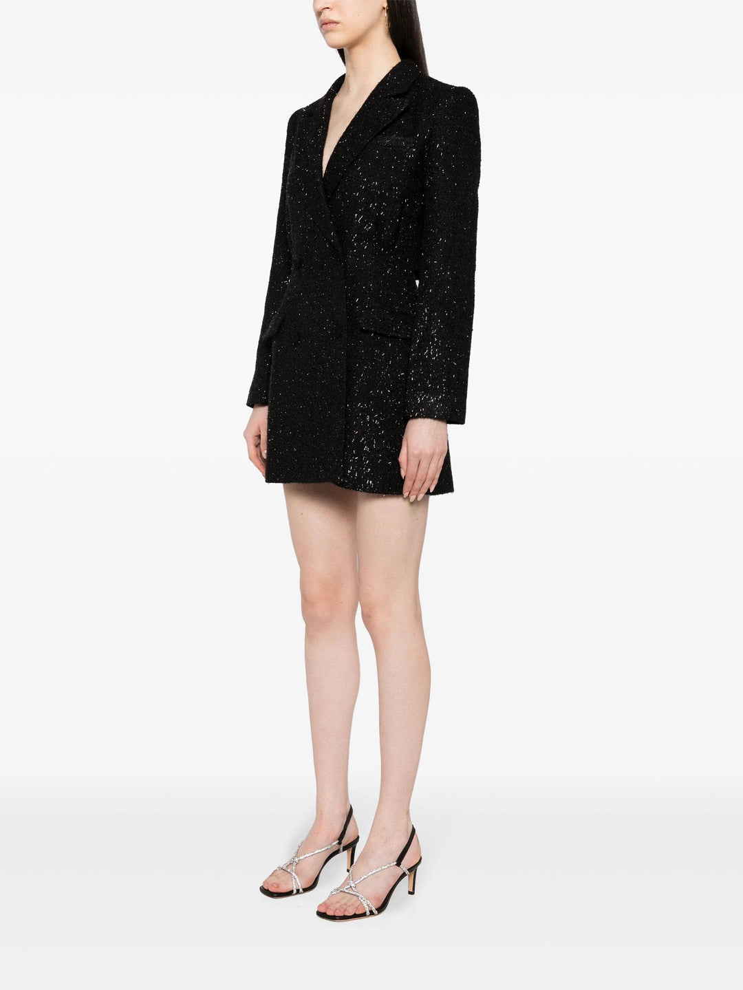 Black Boucle Tailored Mini Dress –