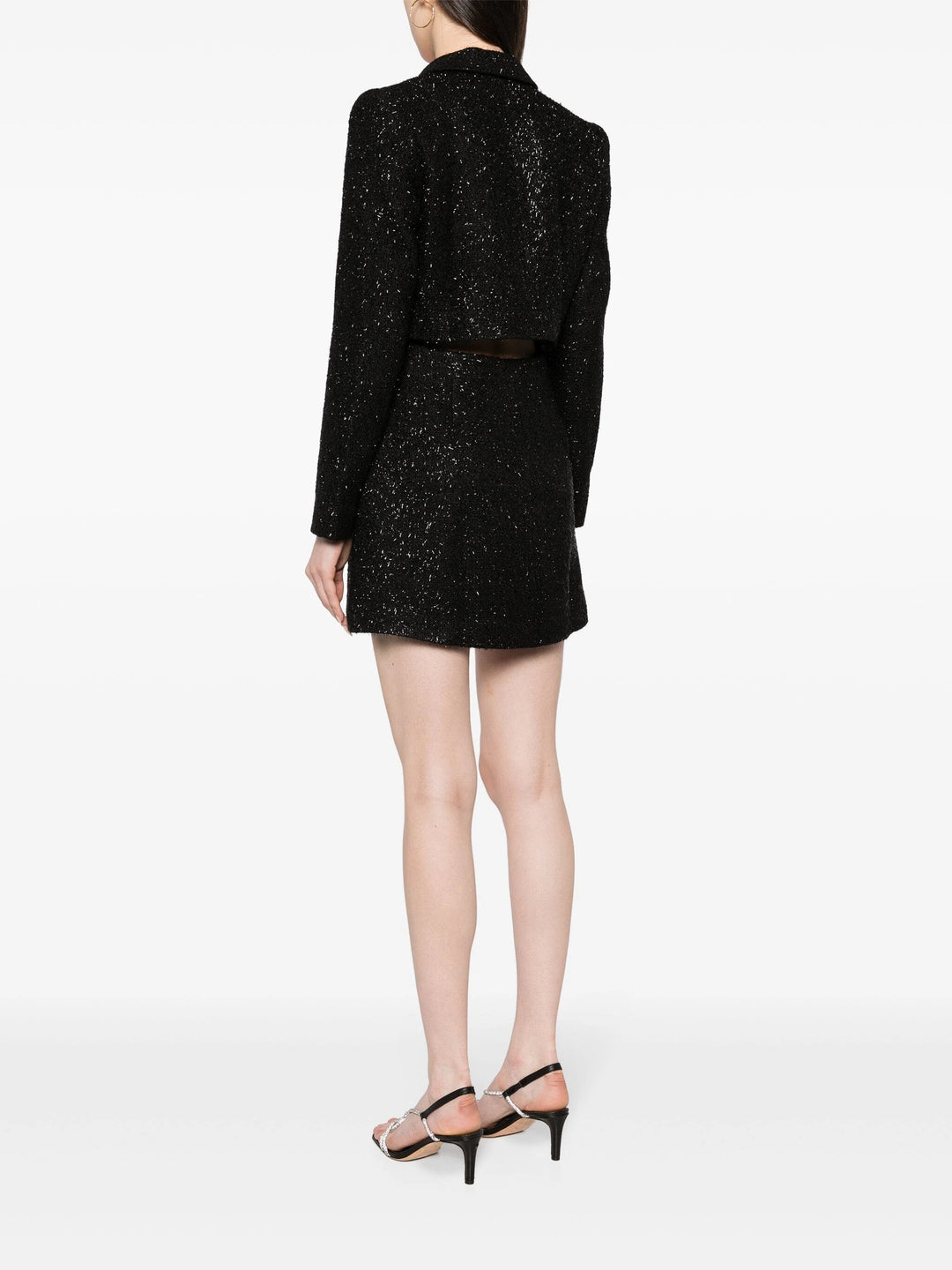 black boucle tailored mini dress Park Avenue | Black Boucle Strapless Tailored Mini Dress