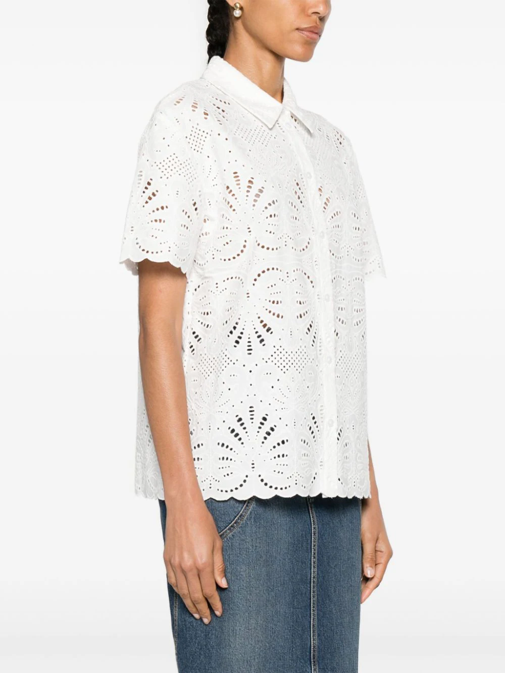 White Cotton Embroidery Top