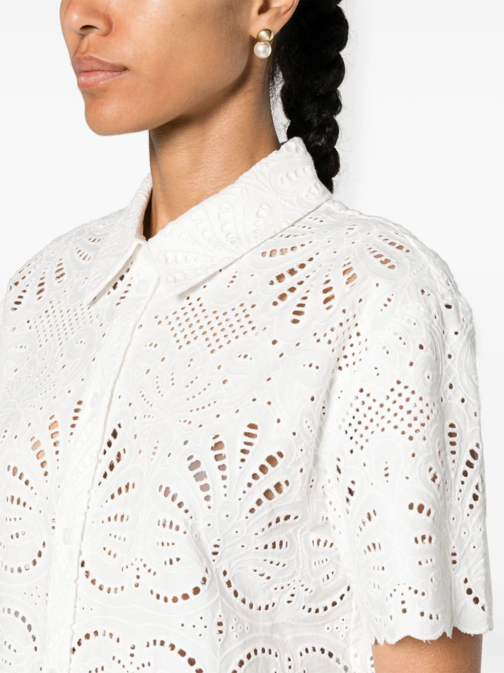 White Cotton Embroidery Top