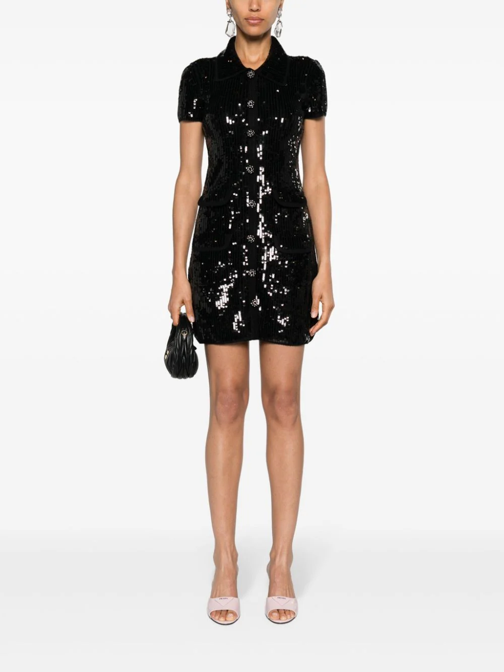 blue dress for baby girl Black Sequin Knit Mini Dress – Club21.com