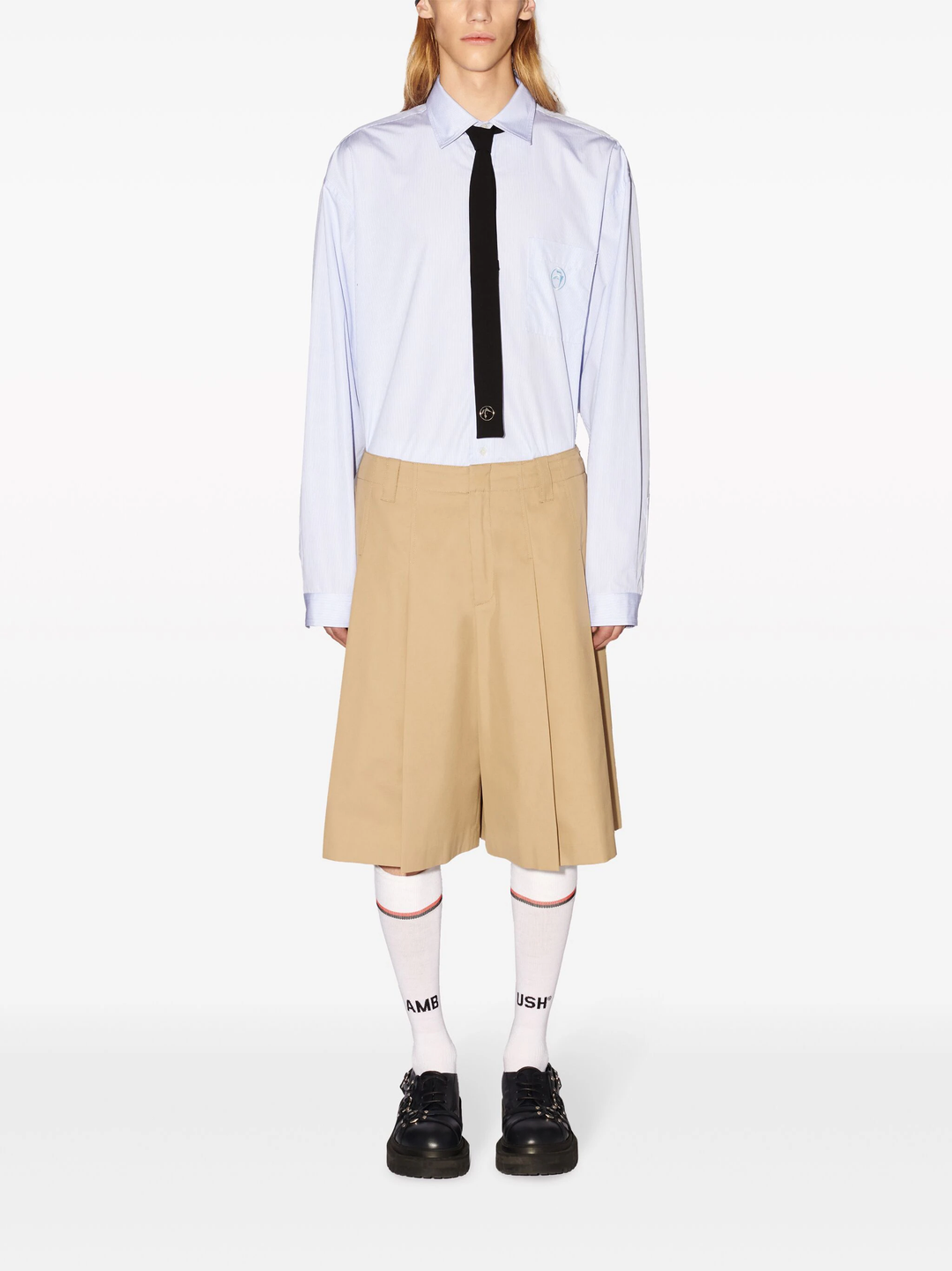 Cotton Pleated Short Pants