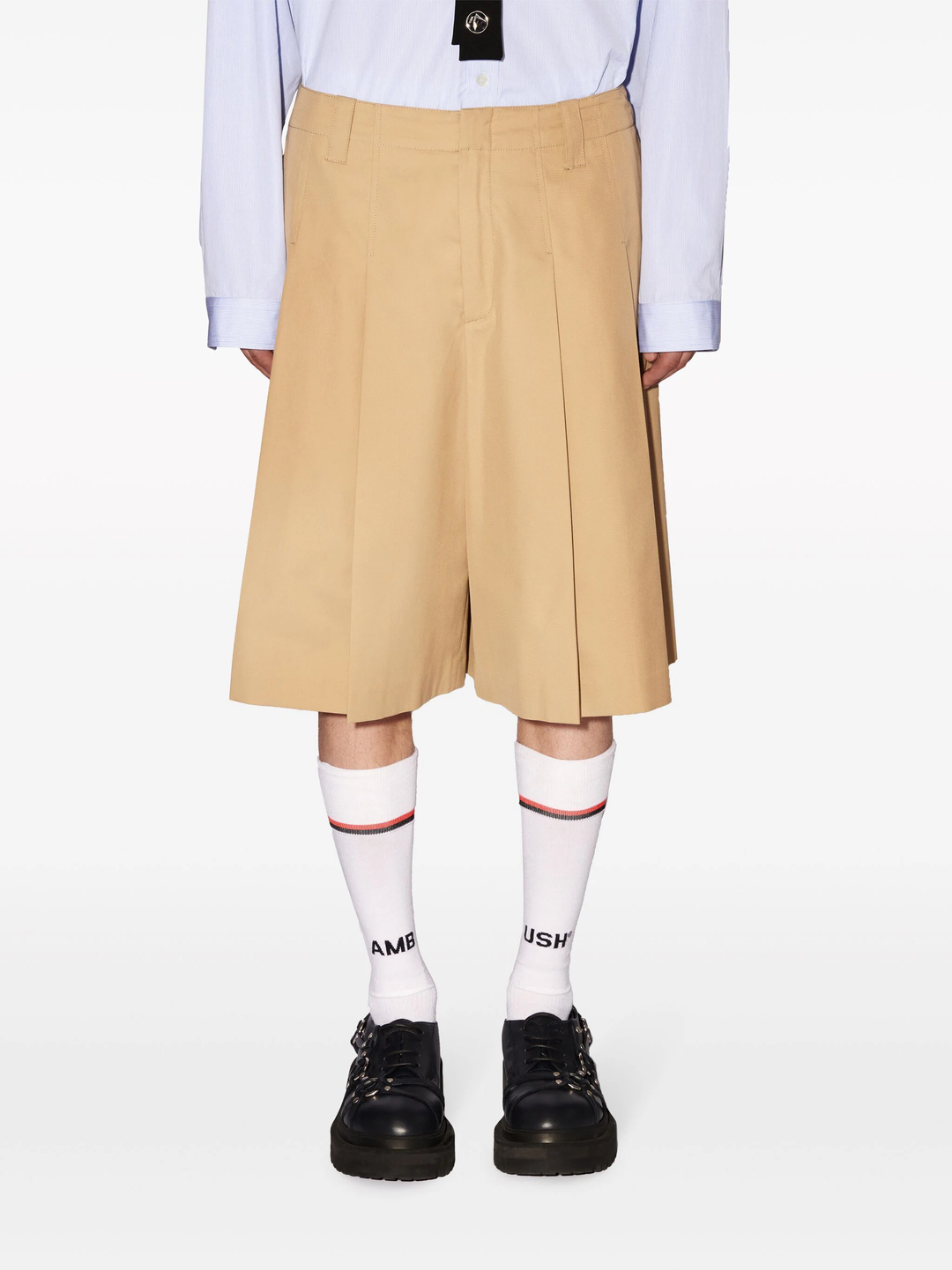 Cotton Pleated Short Pants