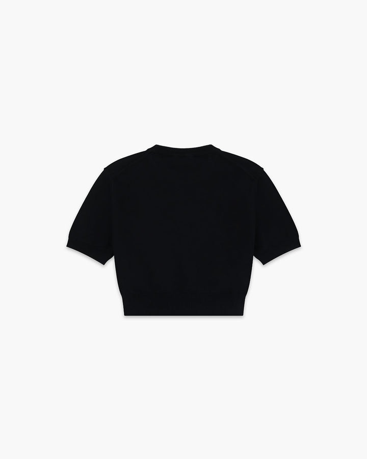 Black Womens Fitted Cropped Knit Top
