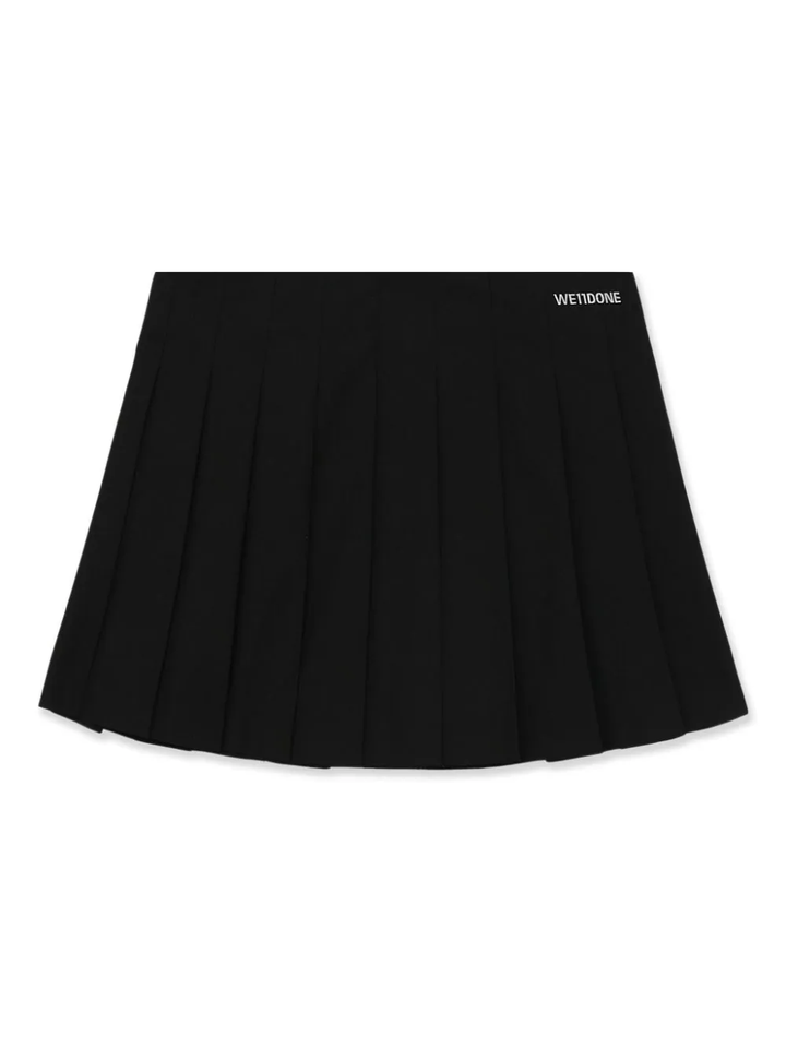 Black Womens Box Pleated Mini Skirt