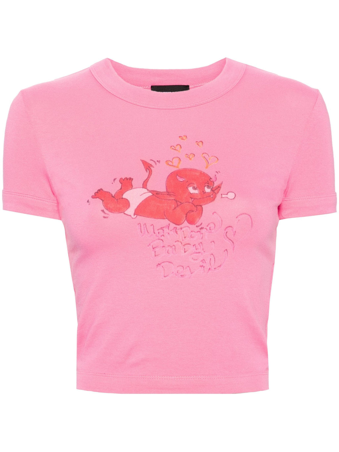 Pink Womens Doodle Print Fitted Tee
