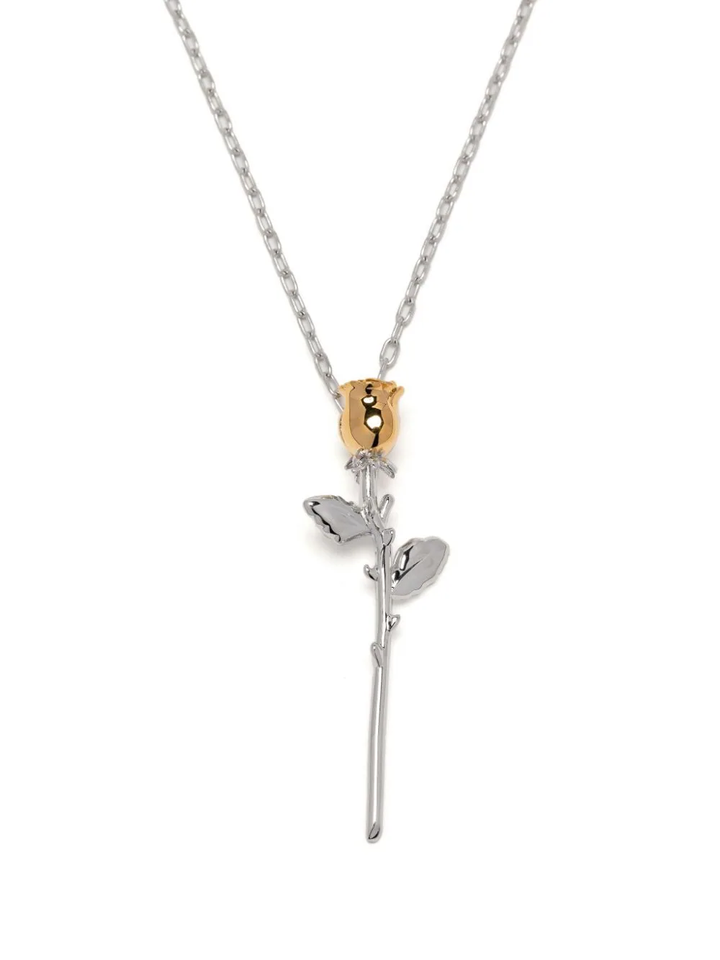 Rose Charm Necklace Silver