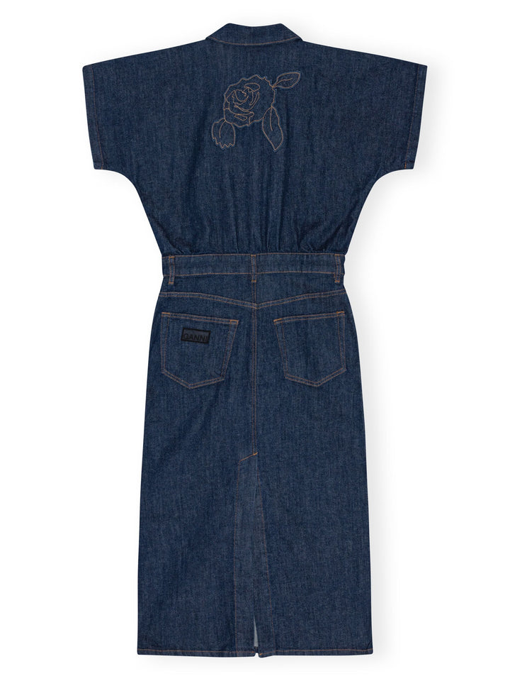 ganni denim midi dress GANNI Denim Midi Dress | Green