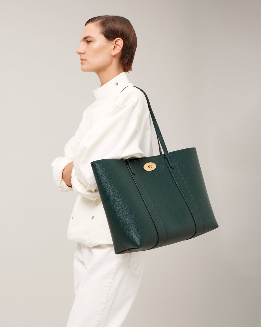 Bayswater Tote Mulberry Green Small Classic Grain