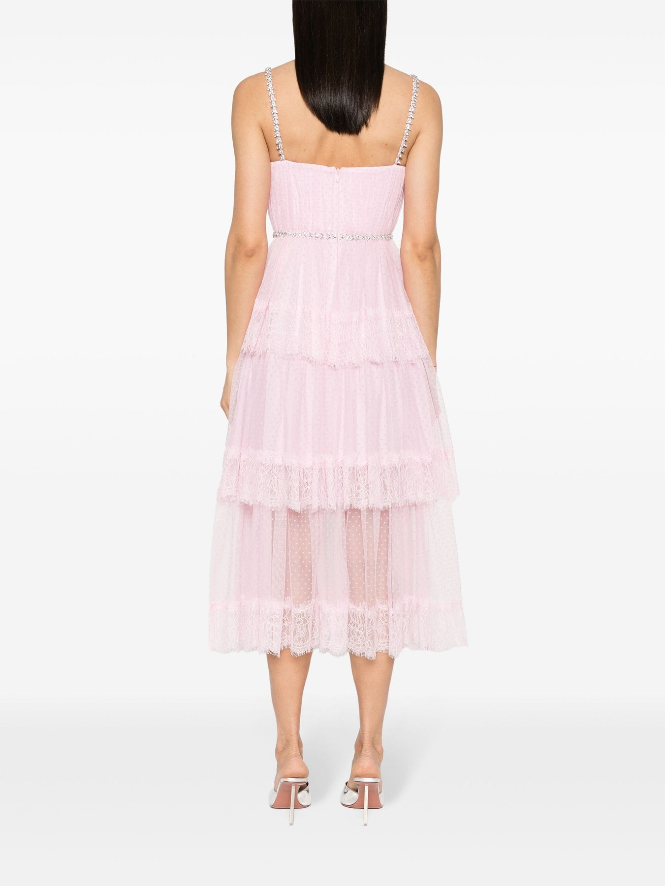 self portrait pink dot mesh mini dress Pink Dot Mesh Tier Midi Dress self-portrait-US