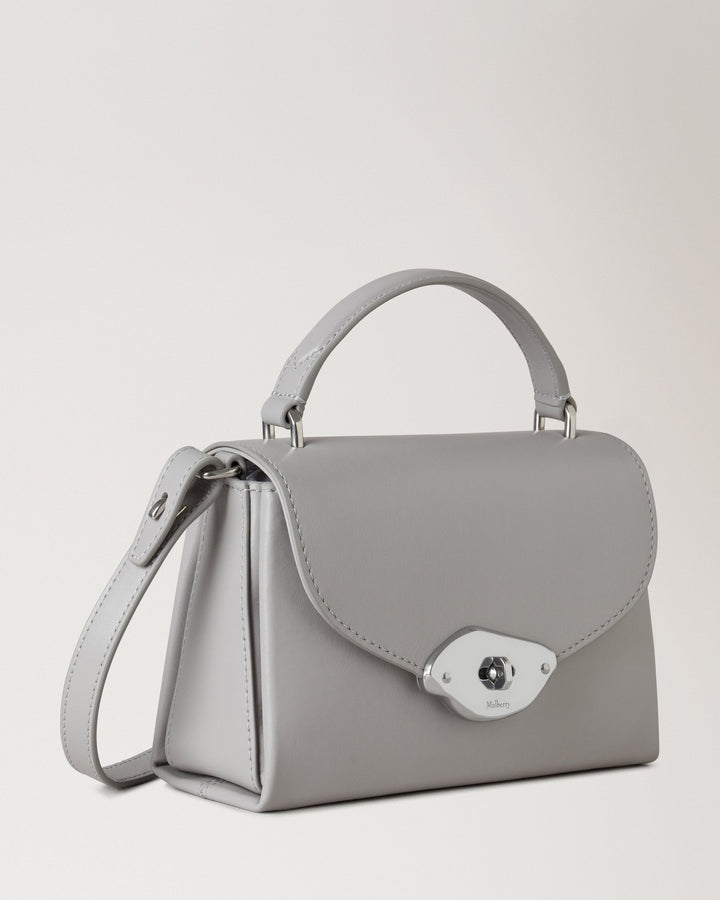 Small Lana Top Handle Pale Grey High Gloss Leather