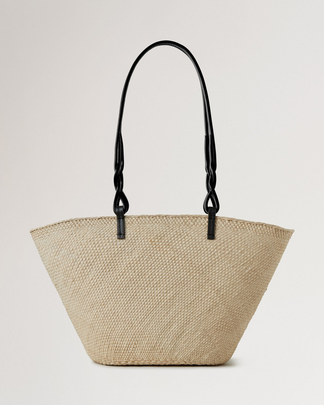 Raffia Basket Tote Natural & Black Raffia & Bovine Leather