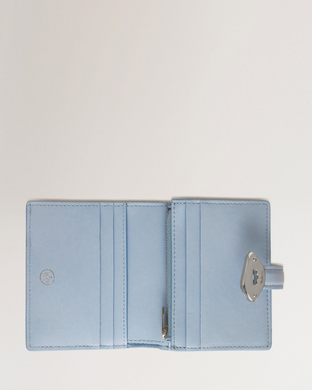 Lana Compact Wallet Poplin Blue High Gloss Leather