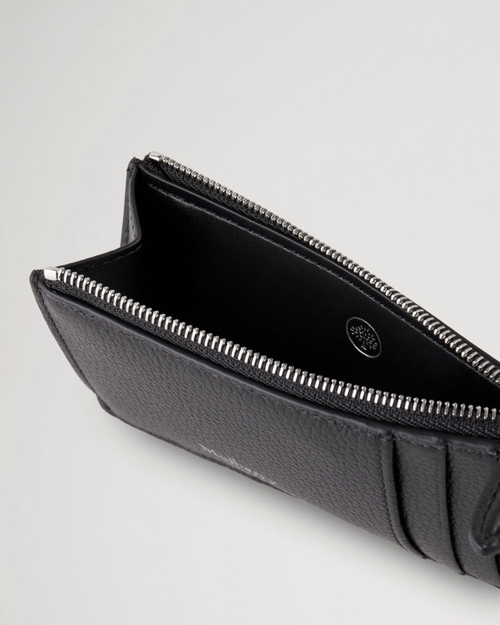 Continental Zipped Long Card Holder Black Small Classic Grain