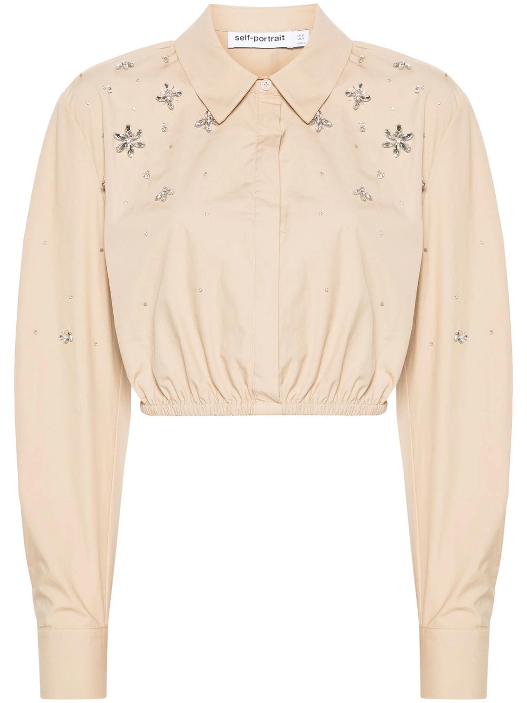 Beige Cotton Embellished Top