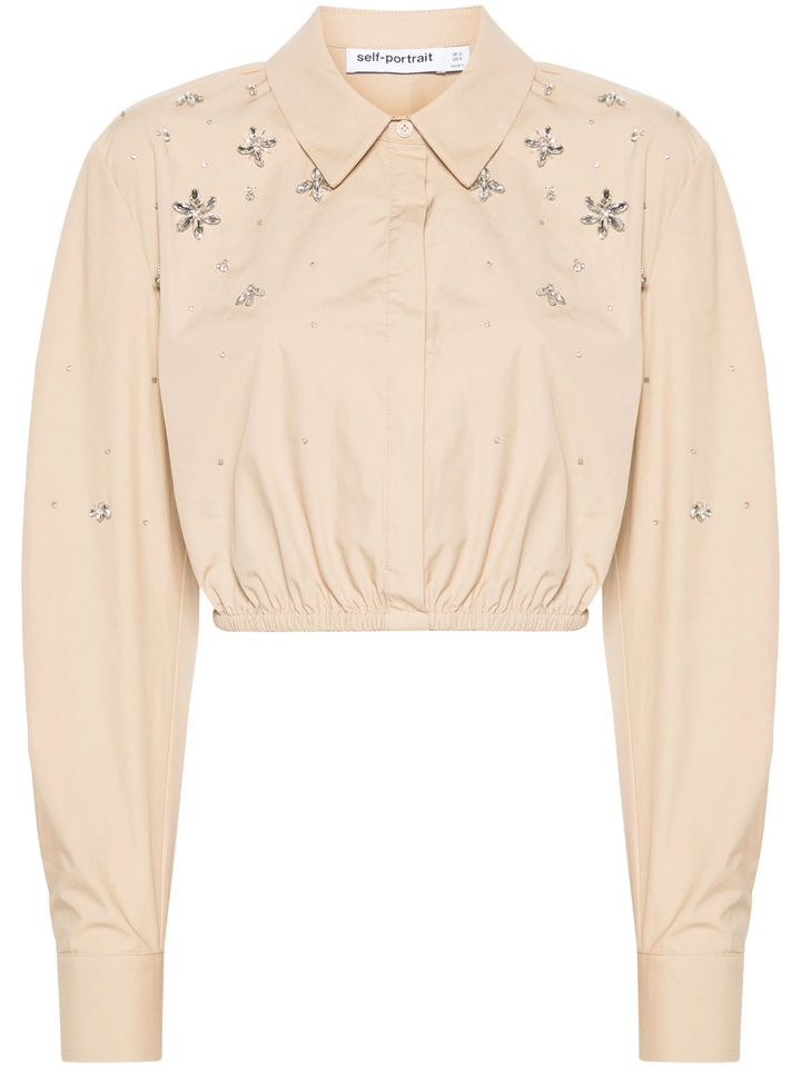 Beige Cotton Embellished Top