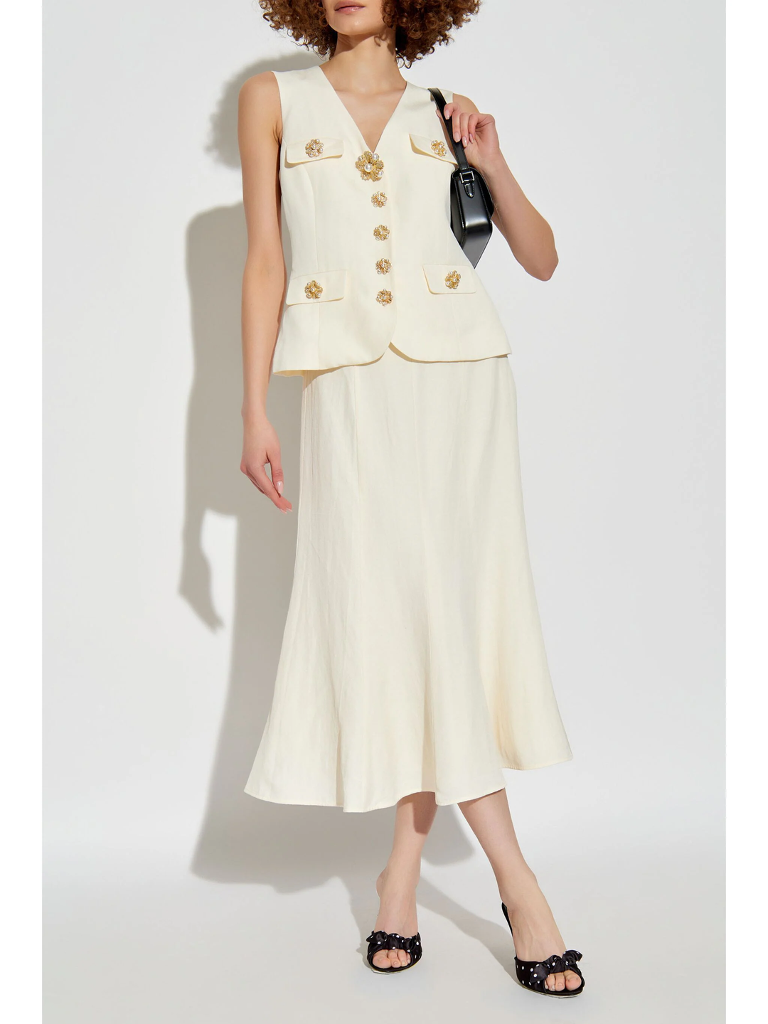 cream linen midi dress Safari Cream Linen Midi Dress Cream Linen / L