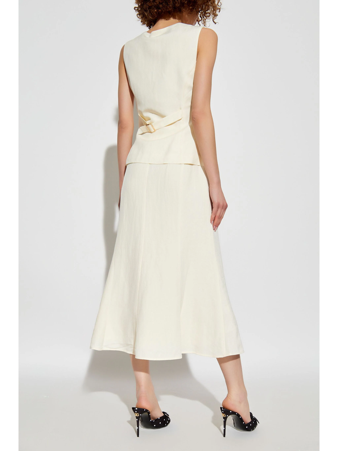 Cream Linen Midi Dress