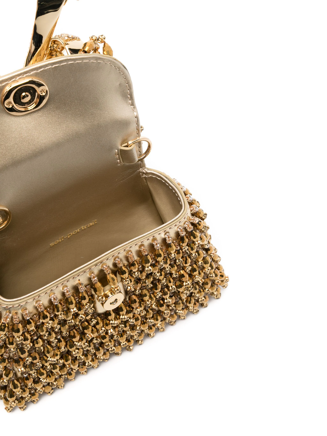 Gold Crystal Embroidery Micro Bag