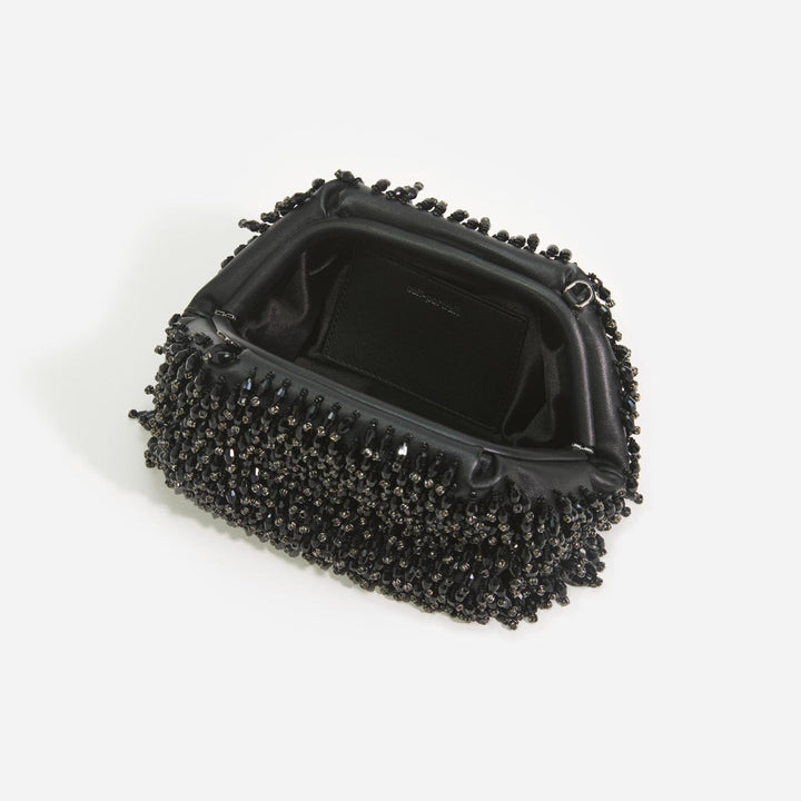 Black Crystal Embroidery Clutch Bag