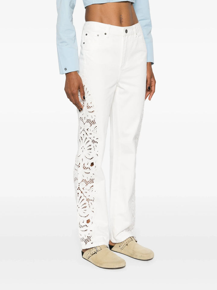 White Cutwork Denim Jeans