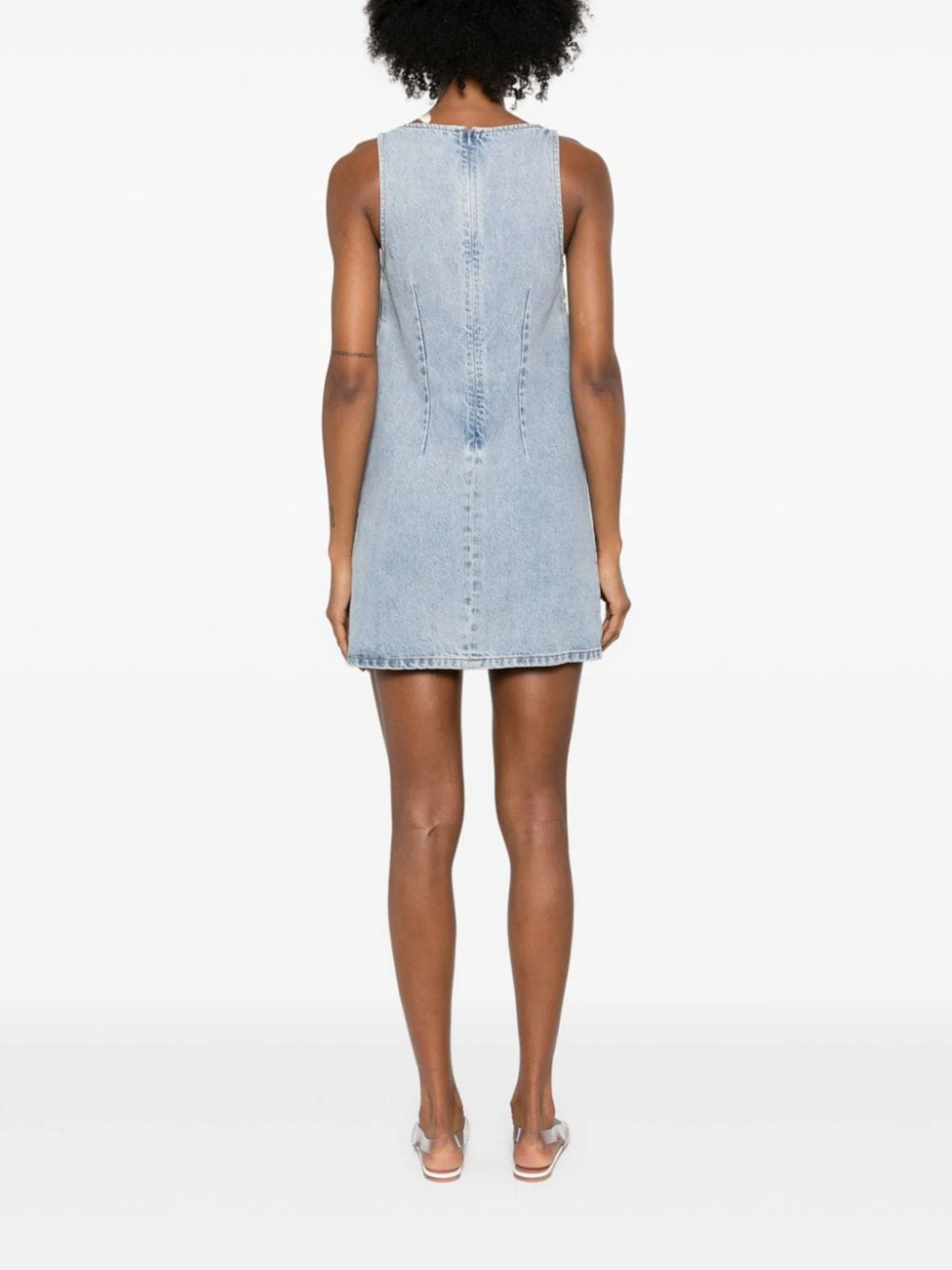 self-portrait square rhinestone denim mini dress Self Portrait Square Rhinestone Denim Mini Dress