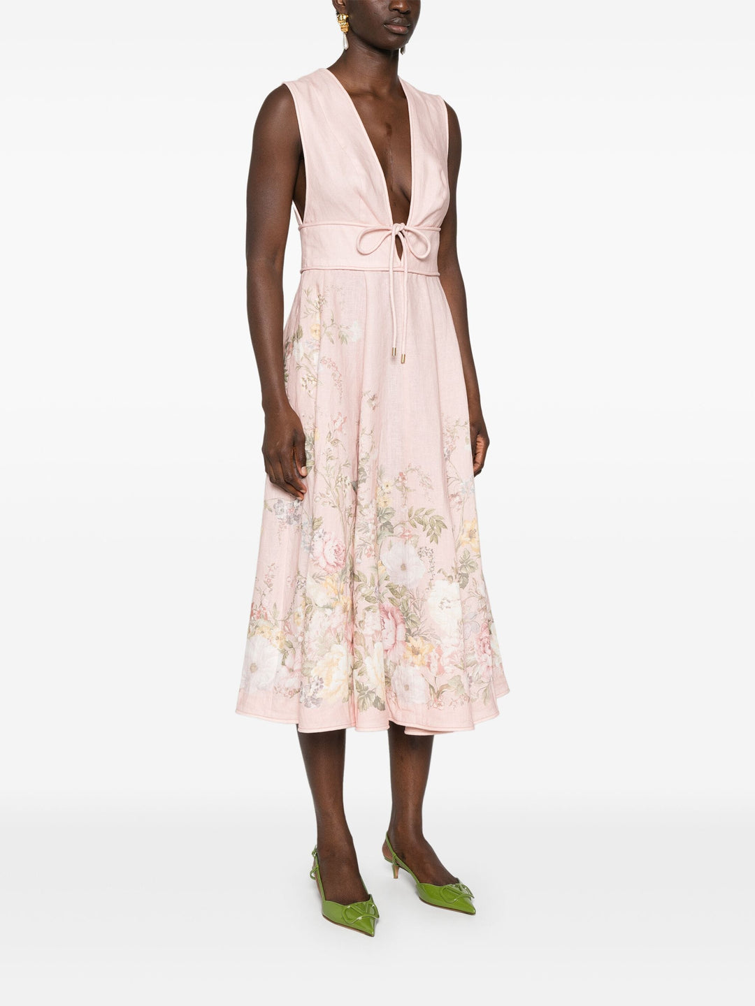waverly midi dress Cara Cara Waverly Dress L / Brown Ivory Stripe