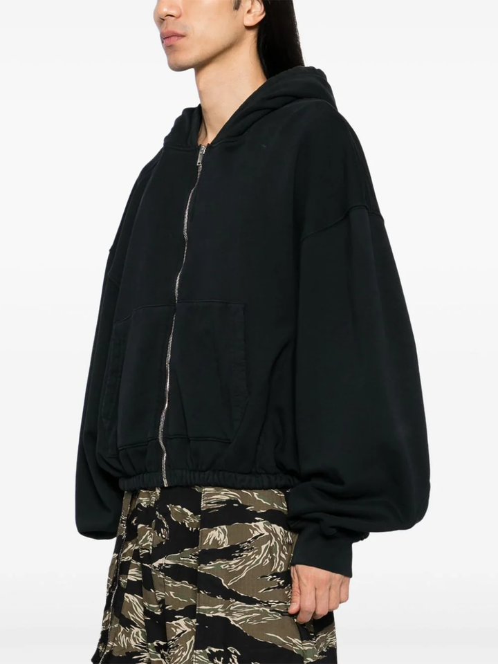 Zip Up Hoodie With Elastic Waist