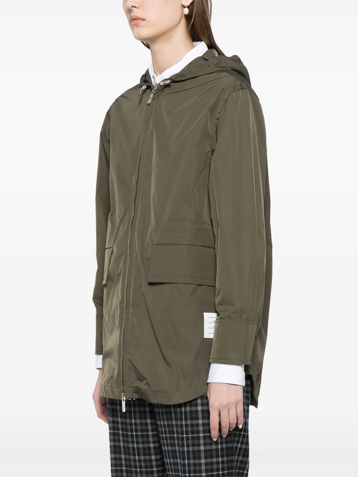 Hooded Shirt Hem Parka In Nylon