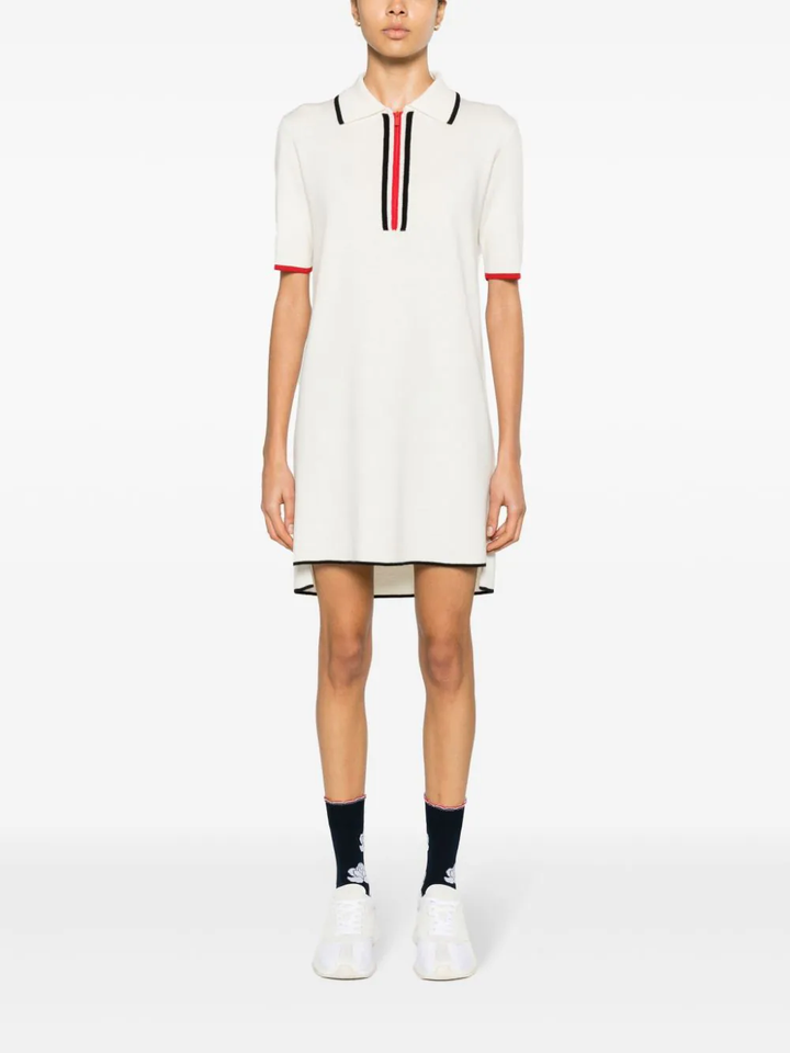 Merino Wool Milano Stitch Zip Up Polo Dress