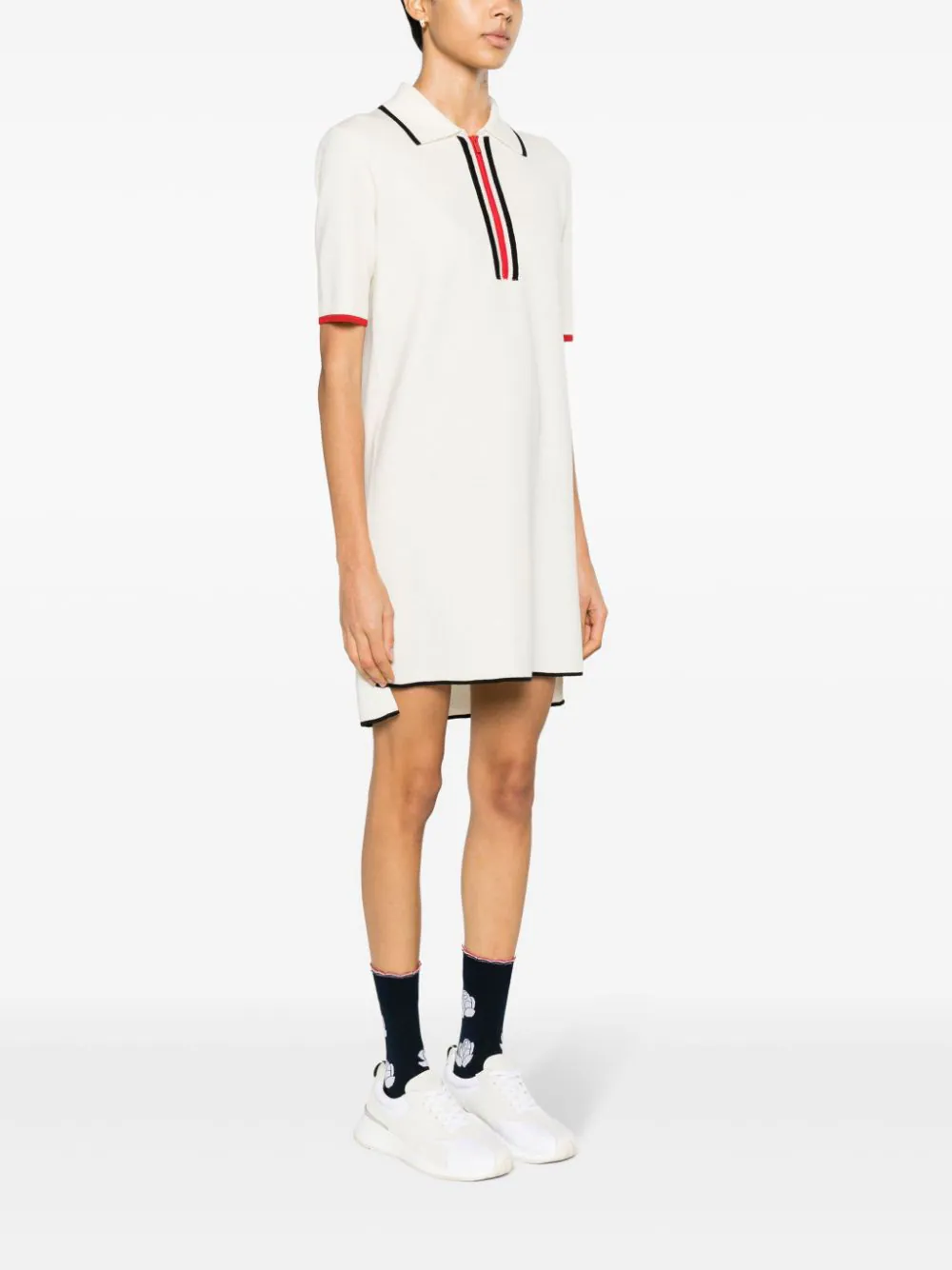 Merino Wool Milano Stitch Zip Up Polo Dress Women