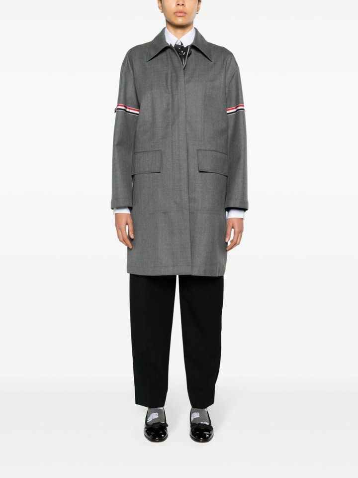 Wool Twill Armband Bal Collar Raincoat