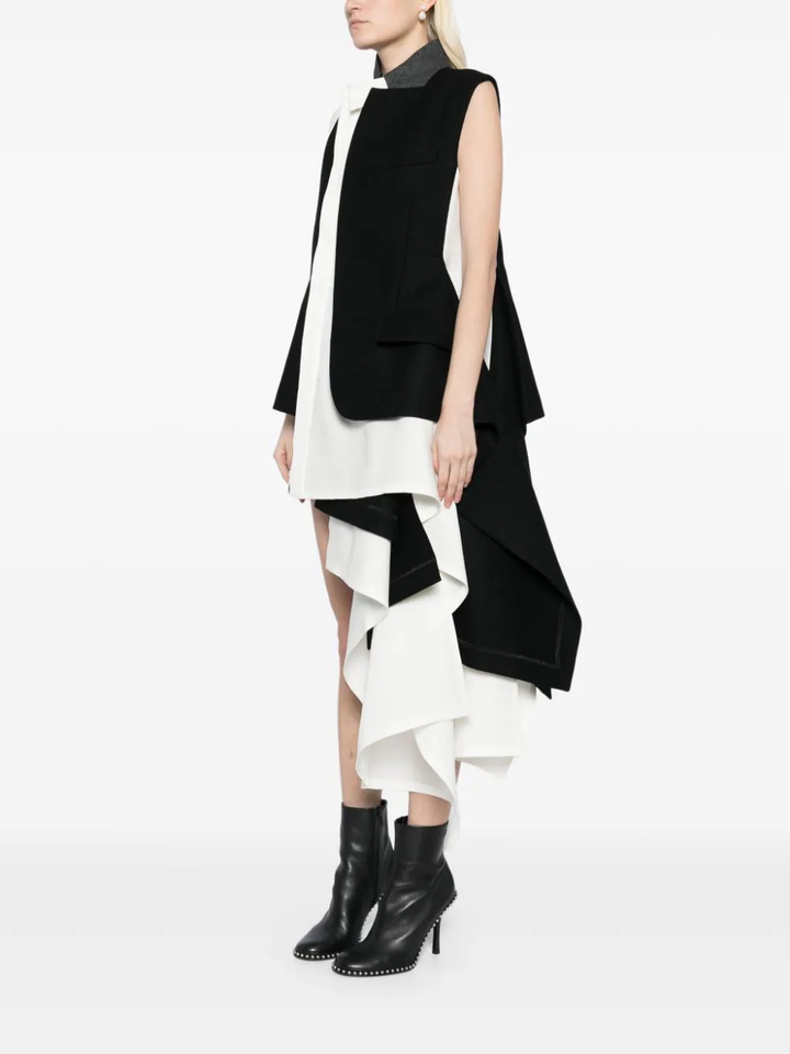 Wool Melton X Double-Faced Silk Dress