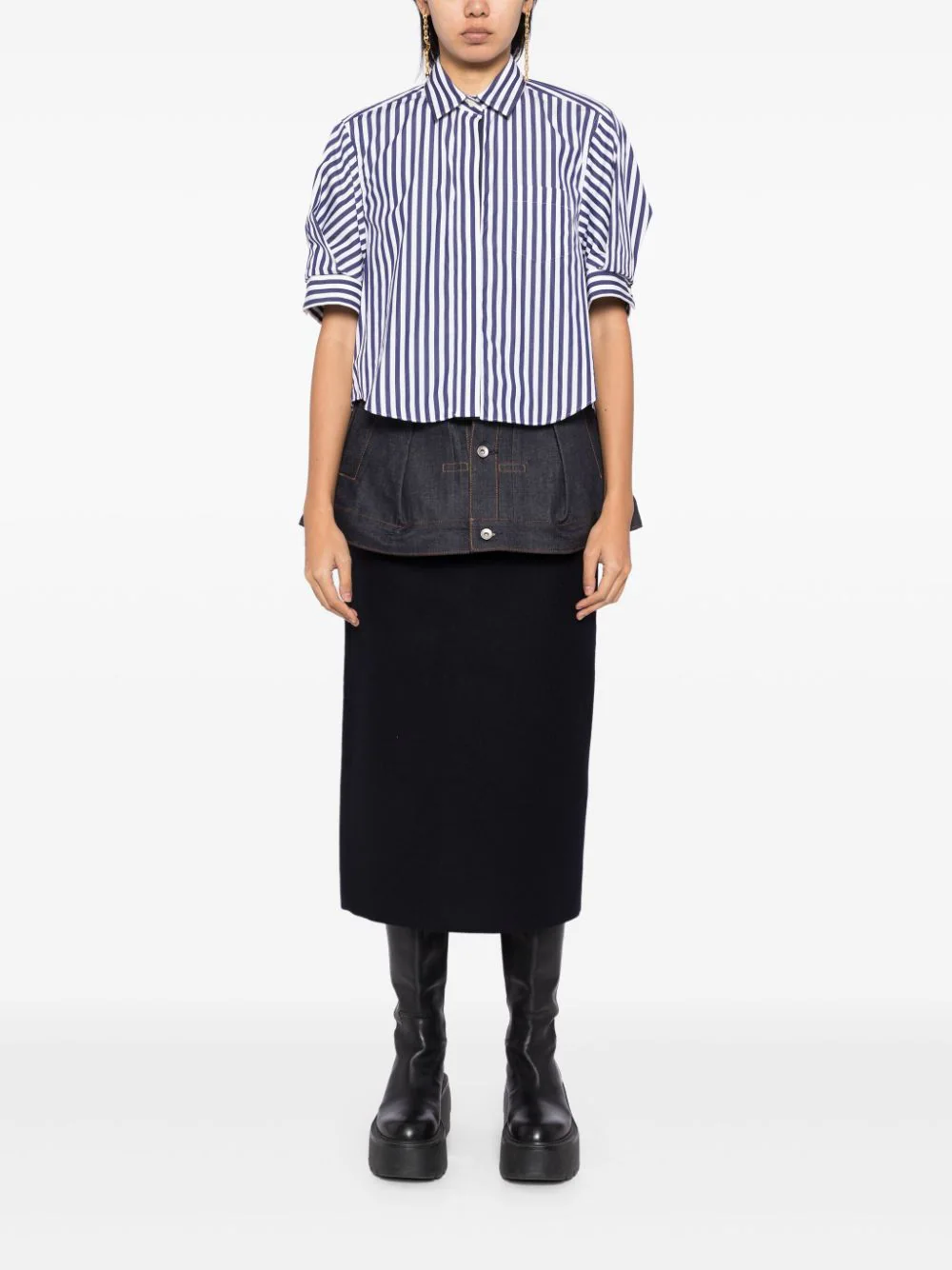 Denim X Wool Melton Skirt