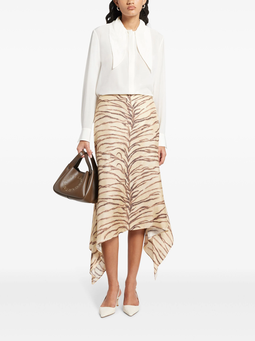 Tiger Print Asymmetric Skirt