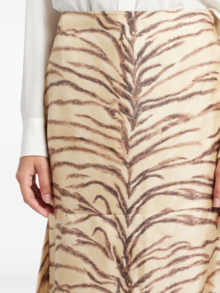 Tiger Print Asymmetric Skirt