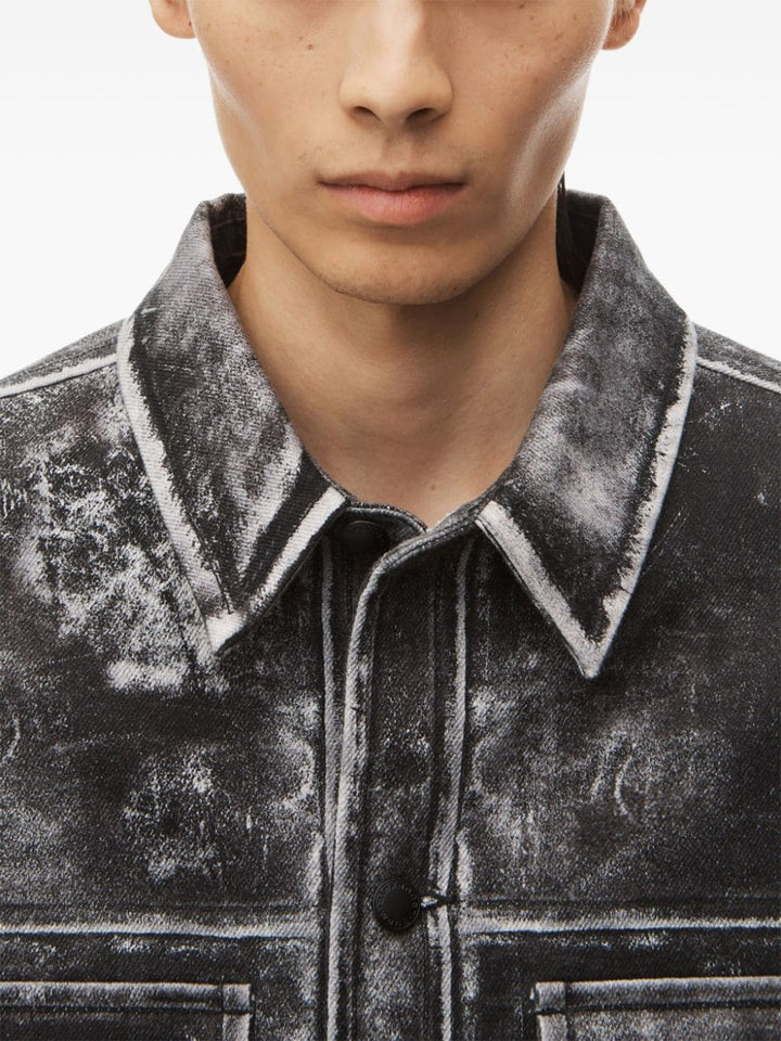 Cotton Shirt Jacket In Trompe-LÃƒÂ¢Ã¢â€šÂ¬Ã¢â€žÂ¢Oeil Leather Effect