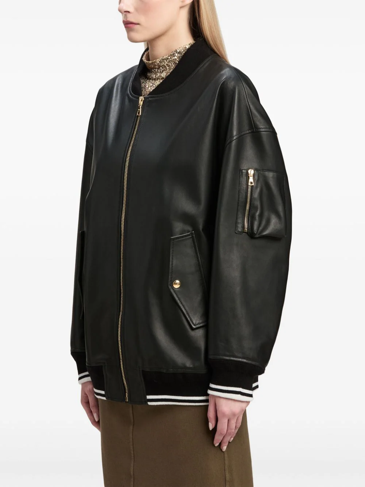 College Leather Bomber