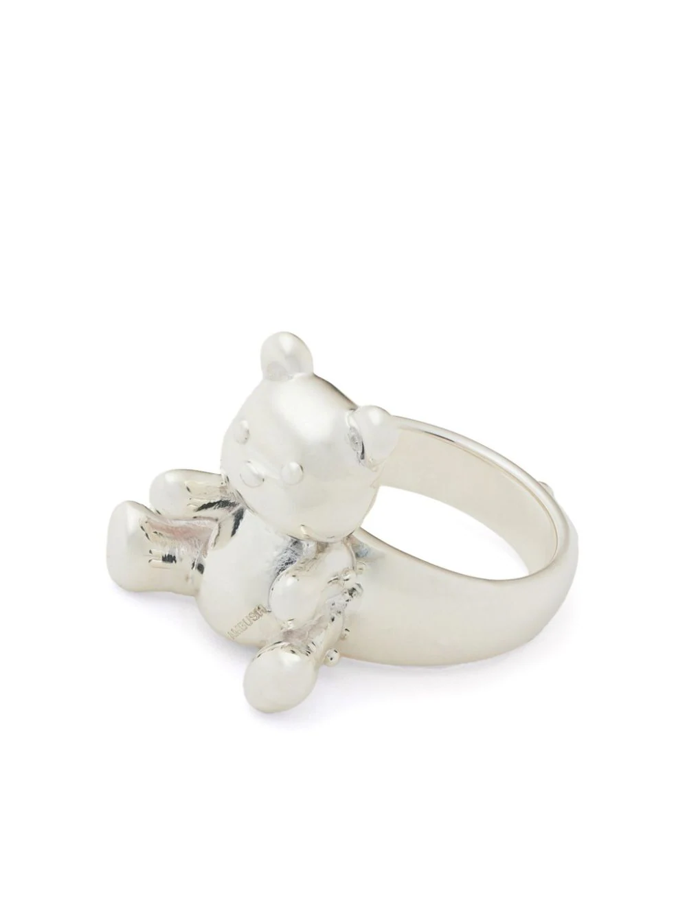 Inflated Teddy Bear Ring Silver