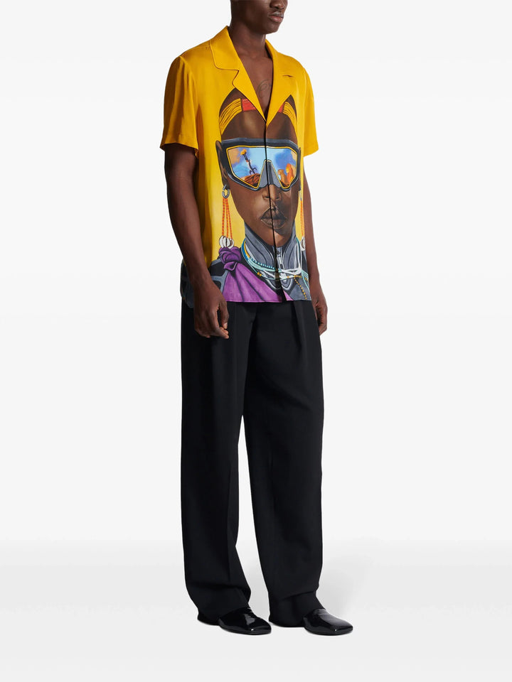 Disney X Balmain: The Lion King Satin Pyjama Shirt With Nika Mtwana Print